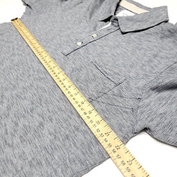 Billy Reid Mens Polo Shirt Size 2XL Gray Pinstripe Pocket Short Sleeve Preppy - Picture 7 of 11